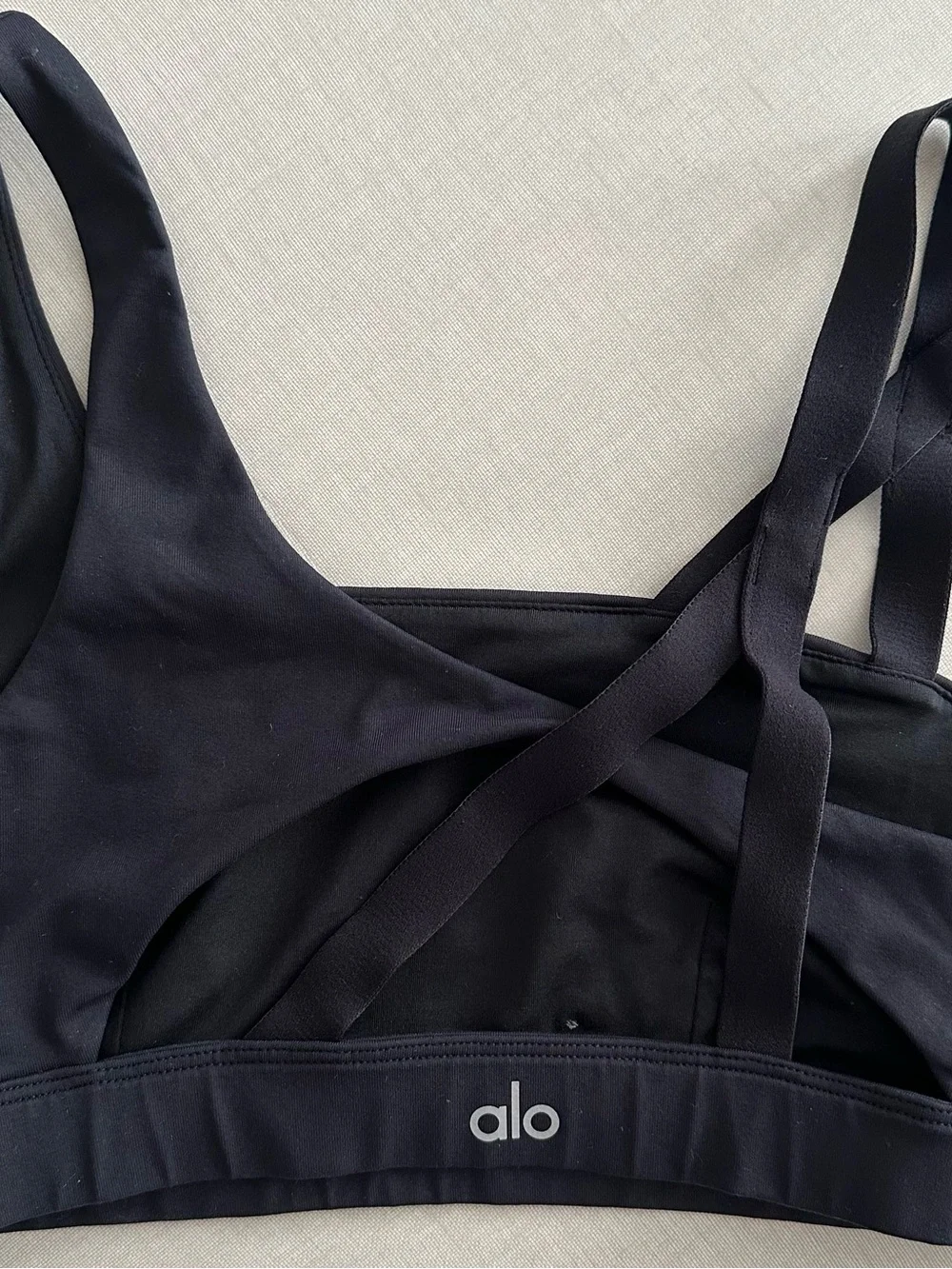 ALO Yoga Black Asymmetric Double-Strap Sports Bra